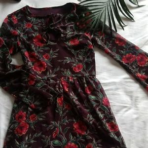 Purple w/ red flowers chiffon dress